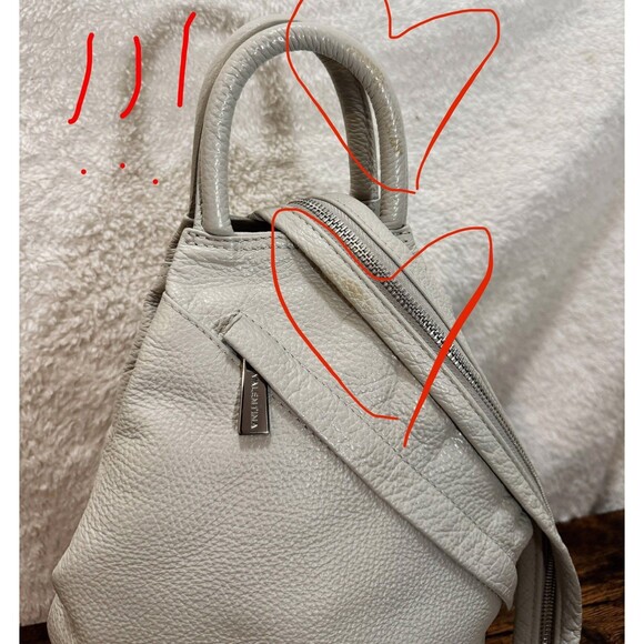 VALENTINA Leather Sling Backpack Bag Italy Light Gray main image 4